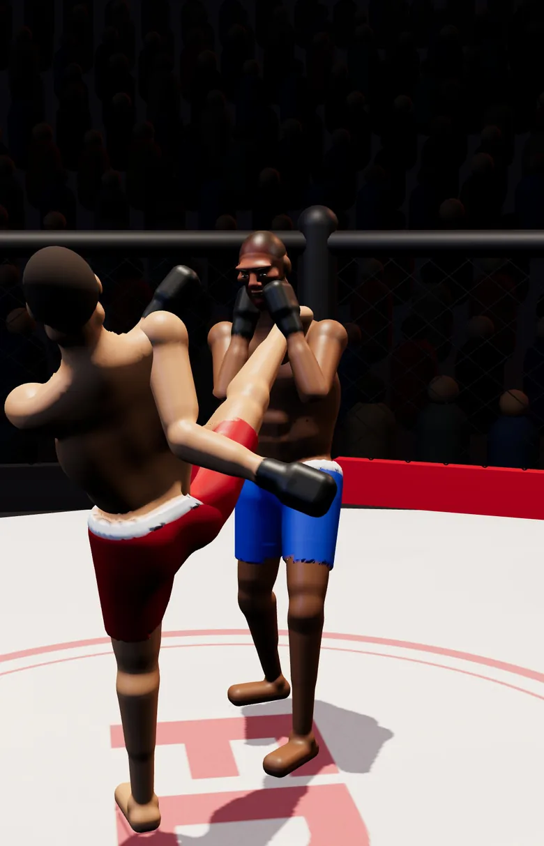 A 3D head kick in a Fighter Dynasty fight on a phone
