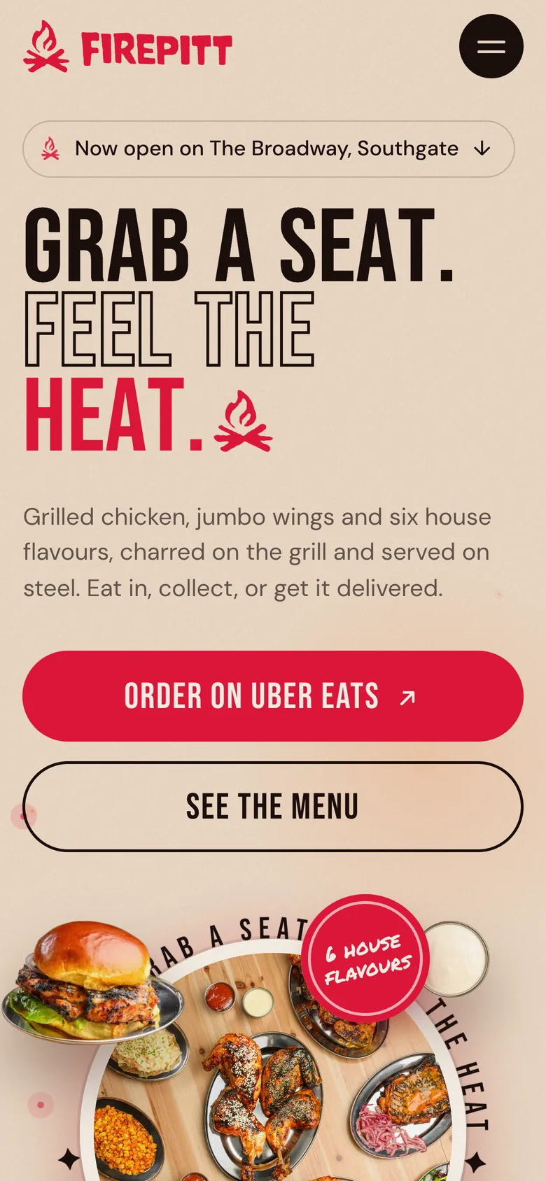Firepitt website on a phone